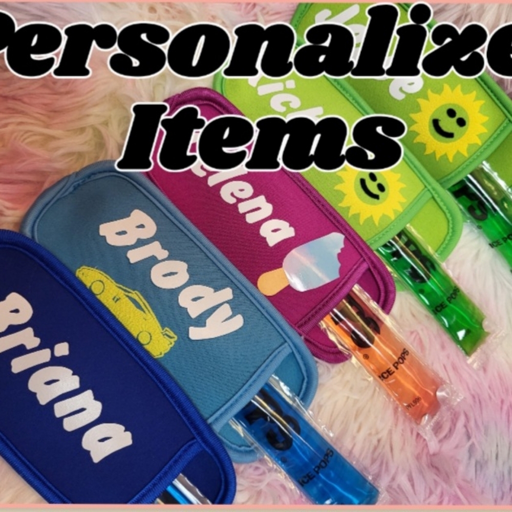 2- Custom Designed freeze pop holder/2-Name $11/2-Name & 1 pic $13